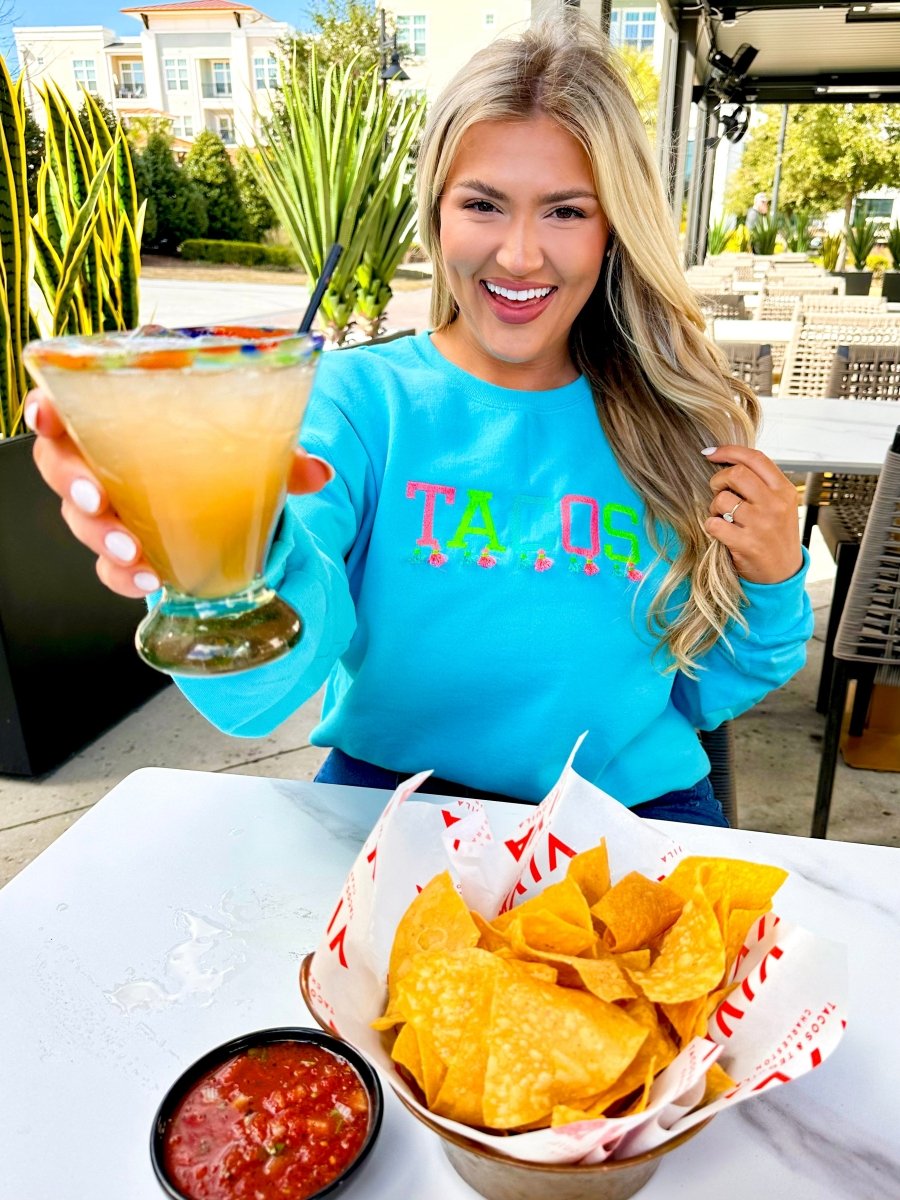 Embroidered Tasseled 'Tacos' Sweatshirt from United Monograms