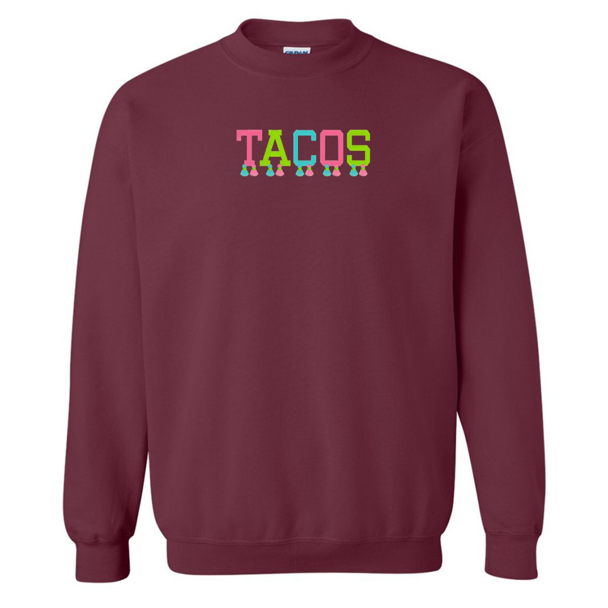 Embroidered Tasseled 'Tacos' Sweatshirt from United Monograms