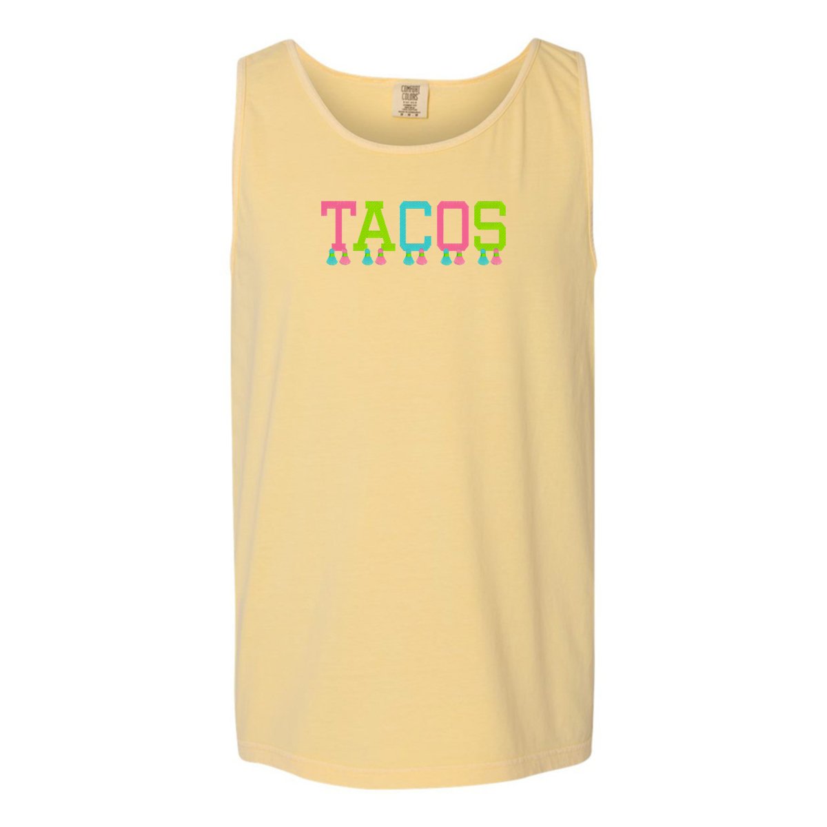 Embroidered Tasseled 'Tacos' Tank Top from United Monograms