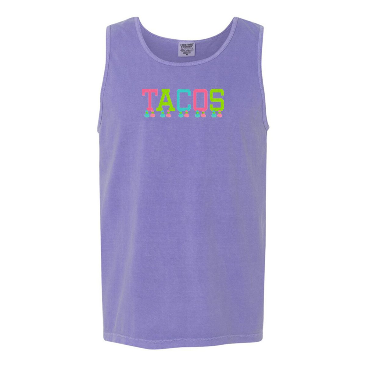 Embroidered Tasseled 'Tacos' Tank Top from United Monograms