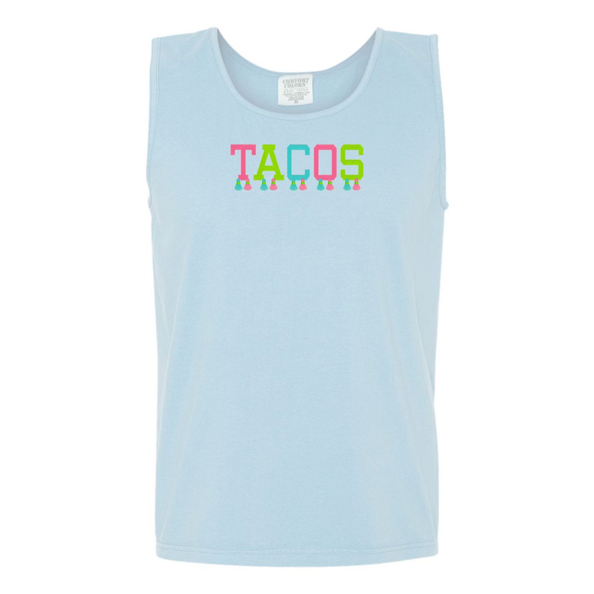 Embroidered Tasseled 'Tacos' Tank Top from United Monograms