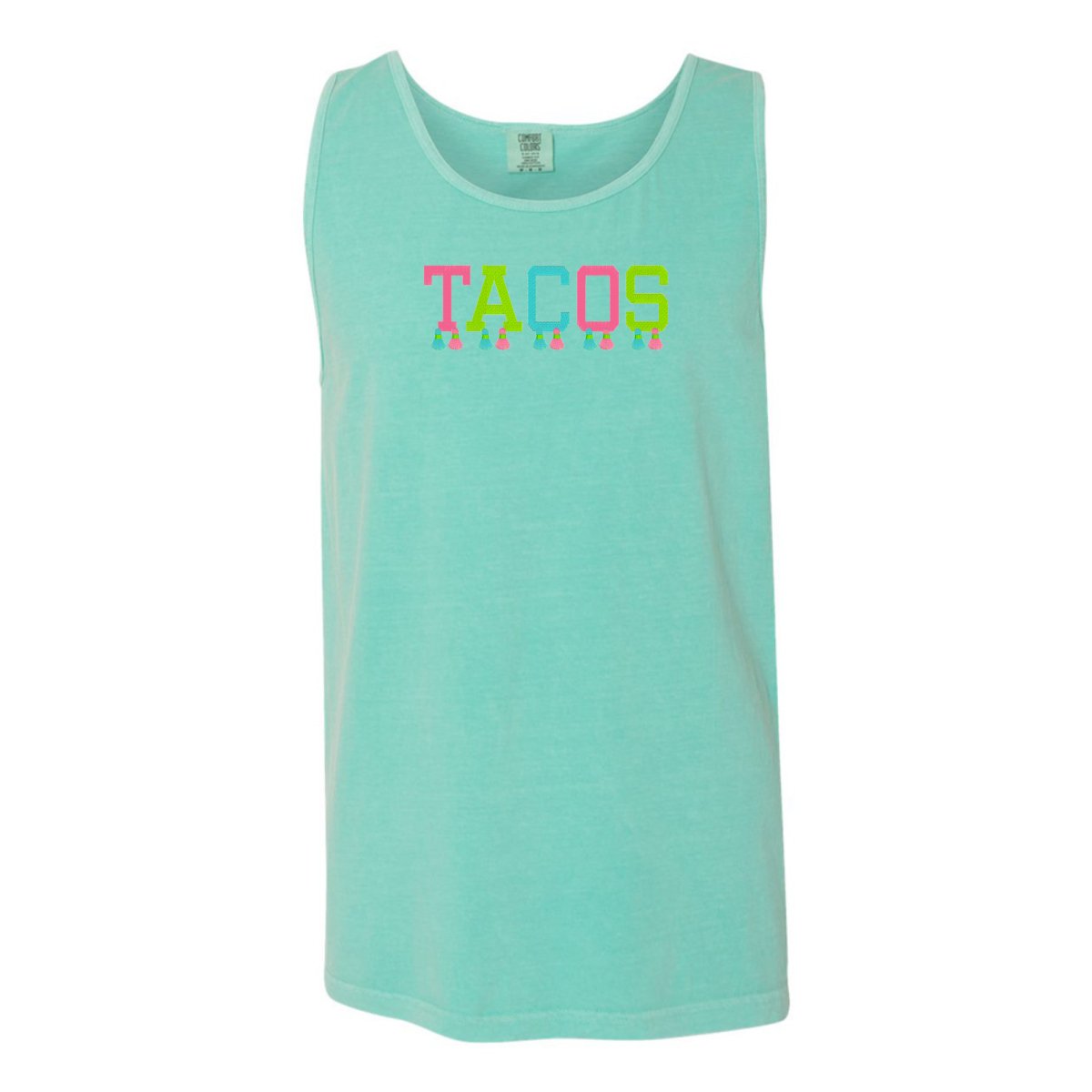 Embroidered Tasseled 'Tacos' Tank Top from United Monograms