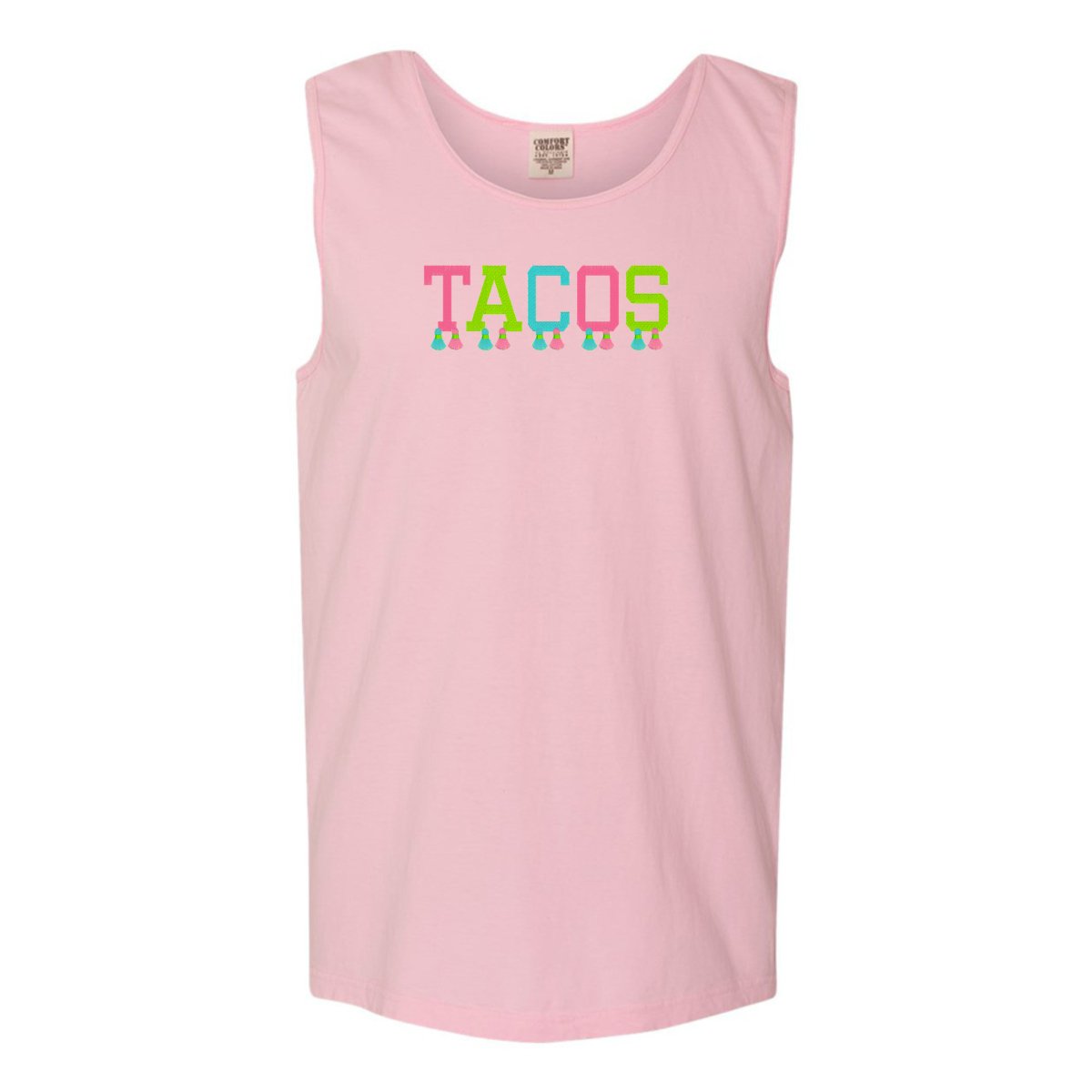 Embroidered Tasseled 'Tacos' Tank Top from United Monograms