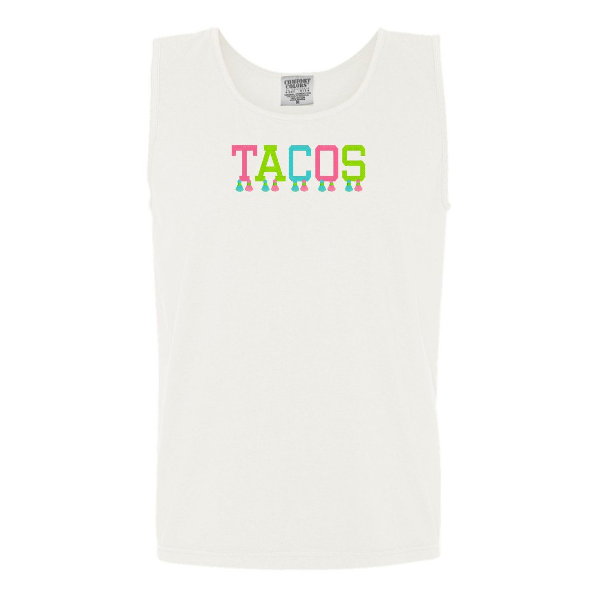 Embroidered Tasseled 'Tacos' Tank Top from United Monograms