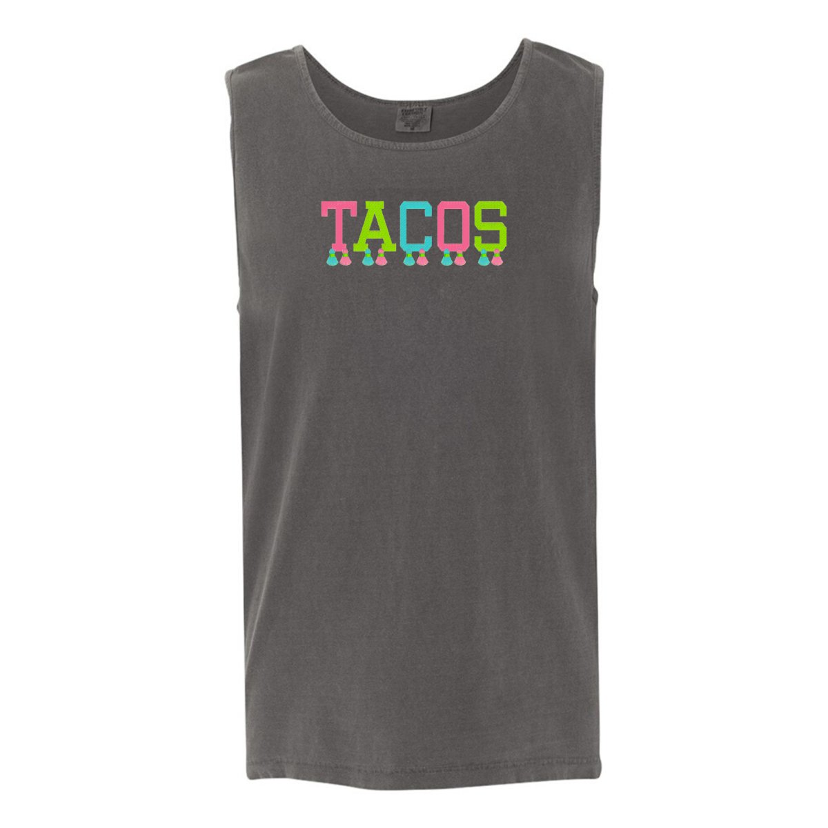 Embroidered Tasseled 'Tacos' Tank Top from United Monograms