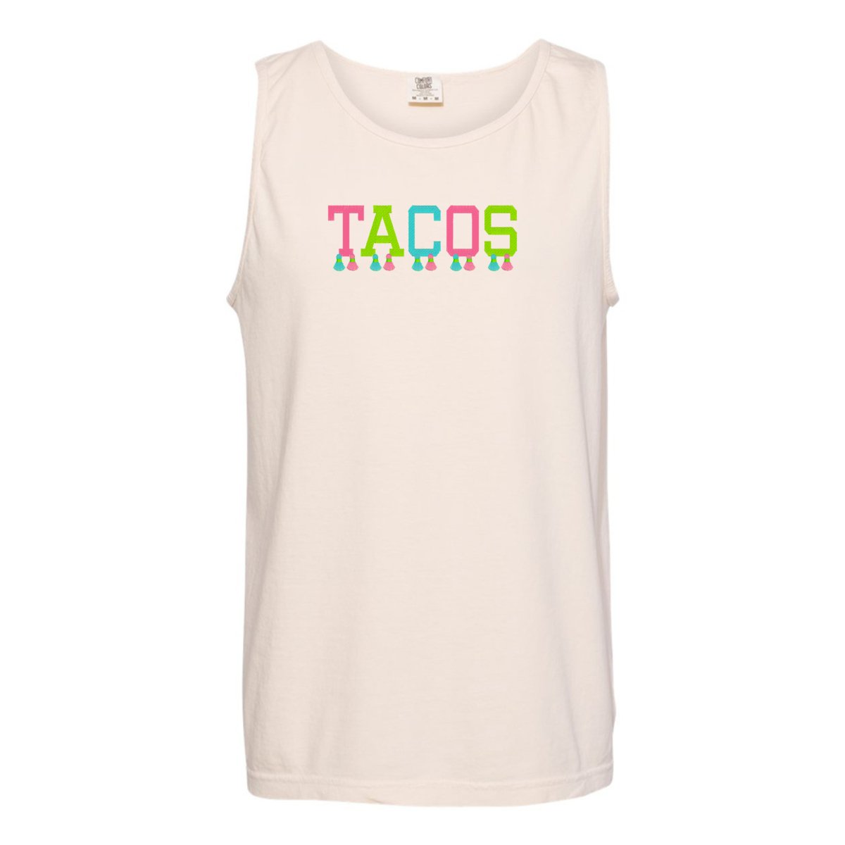 Embroidered Tasseled 'Tacos' Tank Top from United Monograms