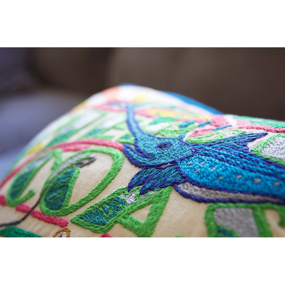 Emerald Coast Hand-Embroidered Pillow from Quirks!