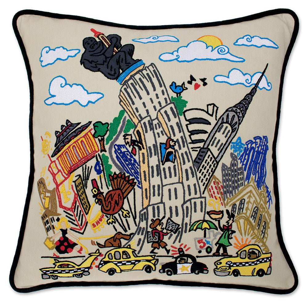 Empire State Hand-Embroidered Pillow from Quirks!