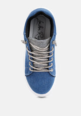 Ena Rhinestone Embellished Denim Sneakers from London Rag International from London Rag International