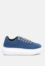Ena Rhinestone Embellished Denim Sneakers from London Rag International from London Rag International