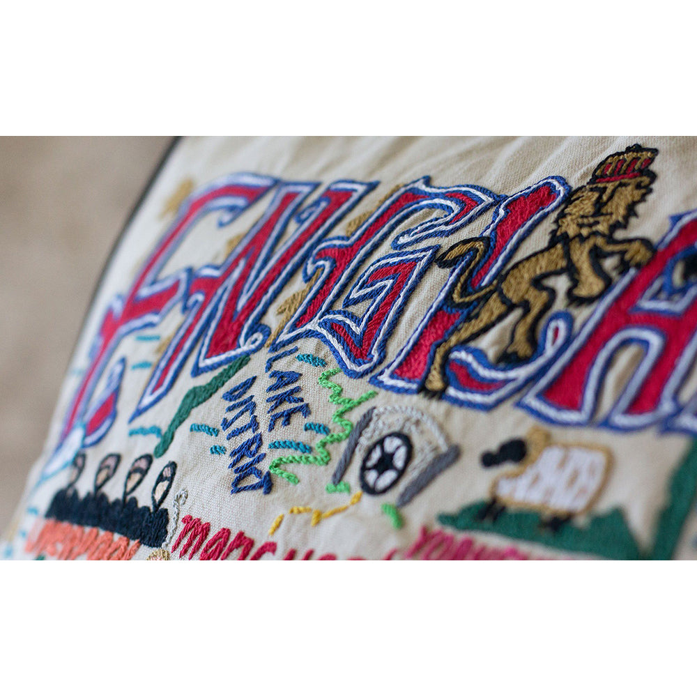 England Hand-Embroidered Pillow from Quirks!