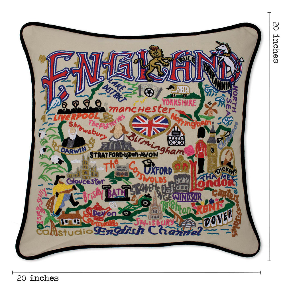 England Hand-Embroidered Pillow from Quirks!