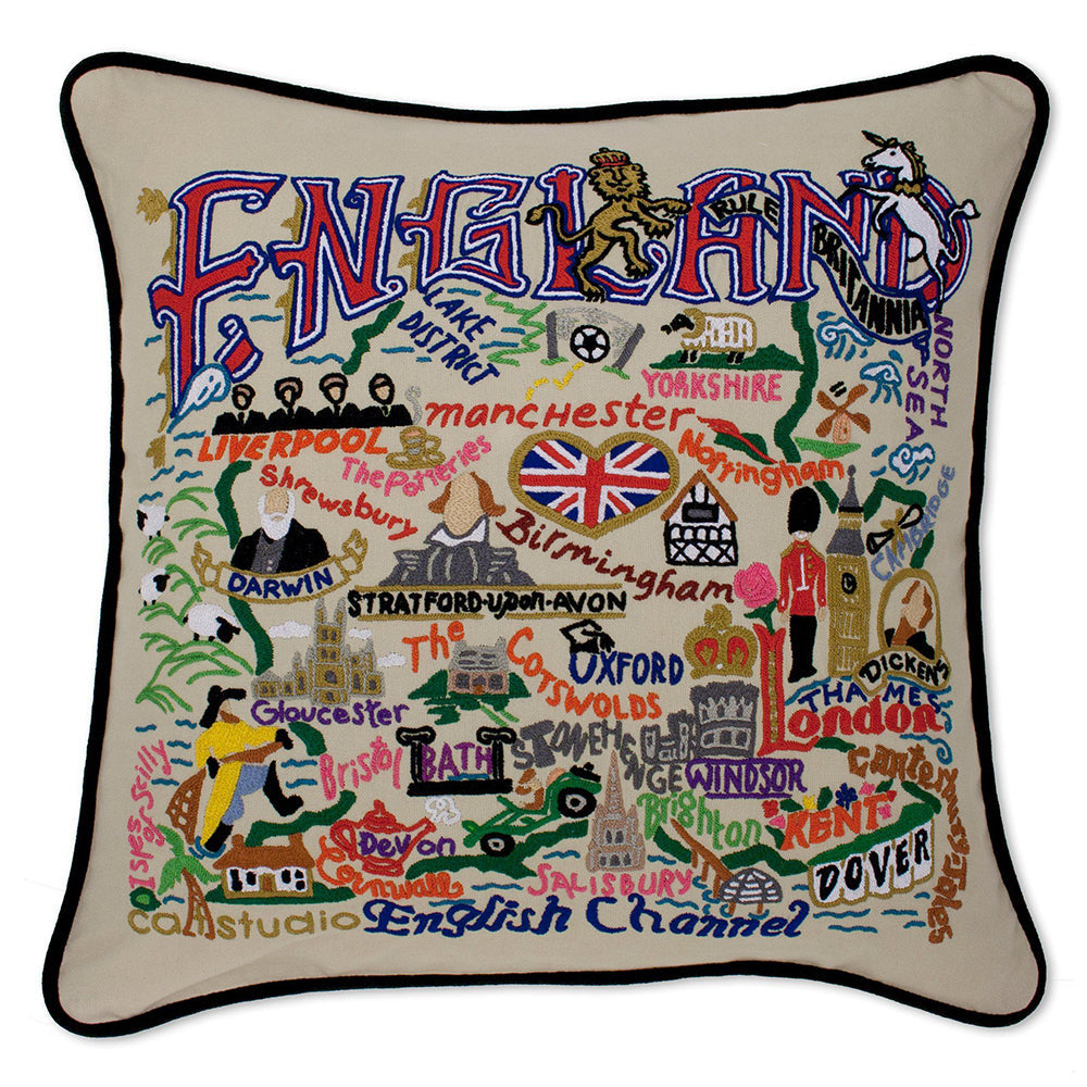 England Hand-Embroidered Pillow from Quirks!