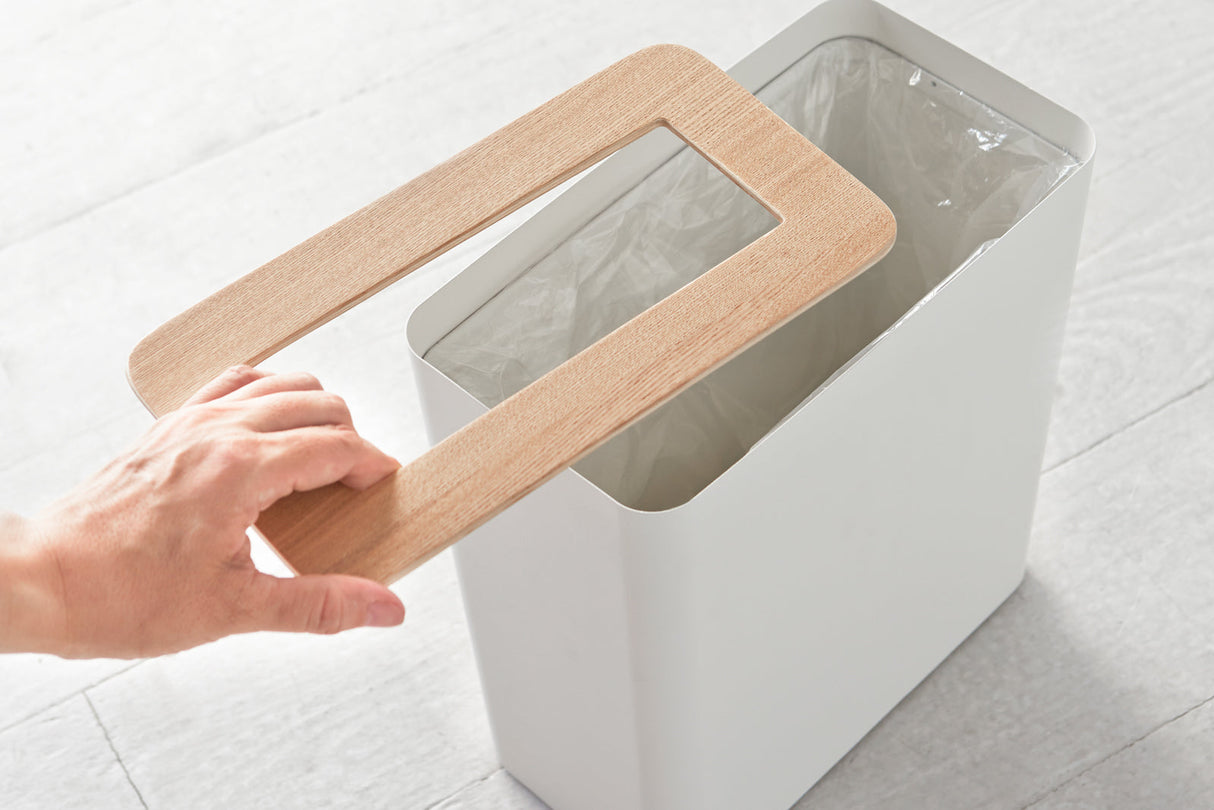 Trash Can - Two Styles - Steel + Wood from Yamazaki Home