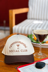 'Espresso Martini Social Club' Snapback Trucker Hat from United Monograms
