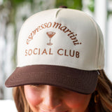 'Espresso Martini Social Club' Snapback Trucker Hat from United Monograms