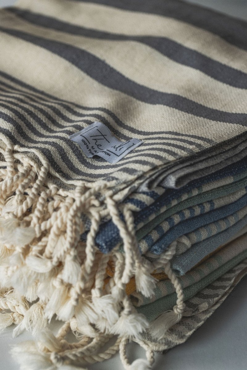 Essential Stripe Hand Towel Collection – 20” x 40” Turkish Cotton Hand Towels from The Bali Market