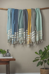 Essential Stripe Hand Towel Collection – 20” x 40” Turkish Cotton Hand Towels from The Bali Market