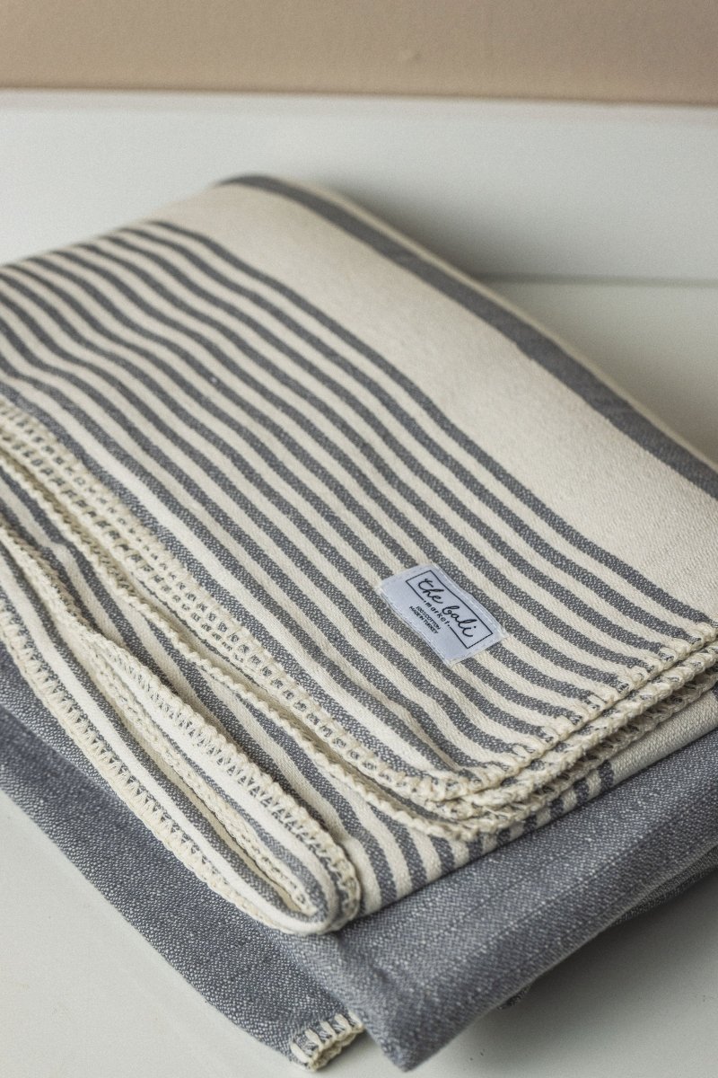 Essential Stripe Throw Blanket Collection – Turkish Cotton, 70” x 90” from The Bali Market