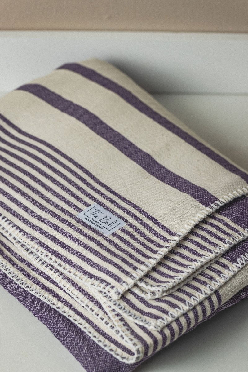 Essential Stripe Throw Blanket Collection – Turkish Cotton, 70” x 90” from The Bali Market