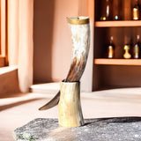 Curved Drinking Horn Bundle with Stand & Holster from Norse Tradesman