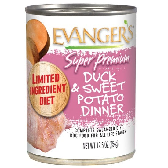 Evanger's Super Premium All Life Stages Duck & Sweet Potato, Limited Ingredient Wet Dog Can (12.5oz) from The Family Pet