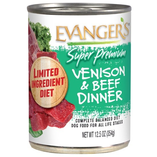 Evanger's Super Premium All Life Stages Venison & Beef Dinner, Limited Ingredient Wet Dog Can (12.5oz) from The Family Pet