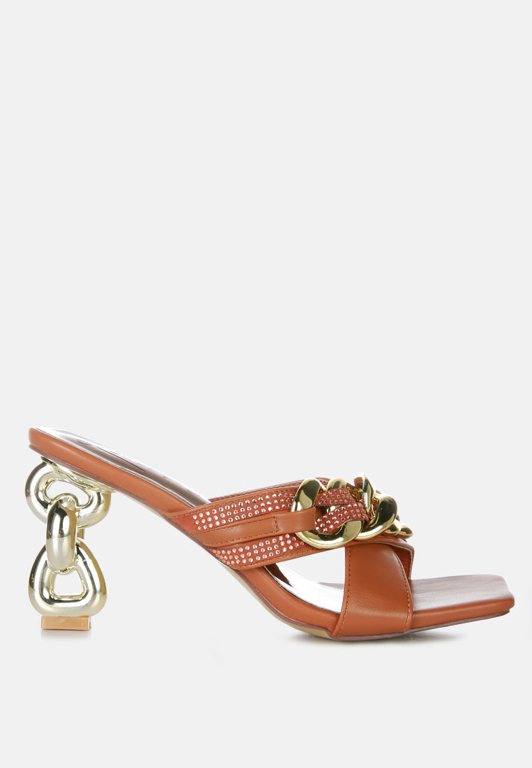 Evelane Metallic Chain Rhinestone Sandals from London Rag International
