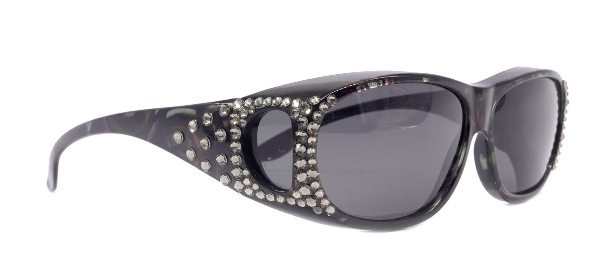 Explorer, (Bling) (Fit Over) Glasses W (Black Diamond) Genuine European Crystals, Polarized Sunglasses 1.1mm   (Smoke Grey) NY Fifth Avenue From NY Fifth Avenue