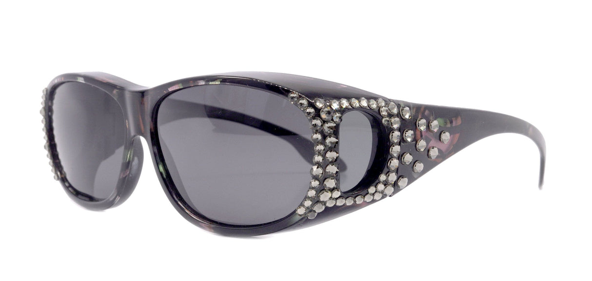 Explorer, (Bling) (Fit Over) Glasses W (Black Diamond) Genuine European Crystals, Polarized Sunglasses 1.1mm   (Smoke Grey) NY Fifth Avenue From NY Fifth Avenue