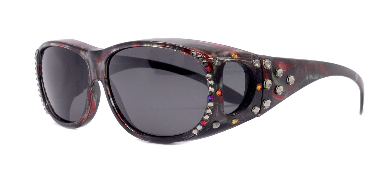 Explorer, (Bling) (Fit Over) Glasses W (Volcano, Black Diamond) Genuine European Crystals, Polarized Sunglasses (Smoke Grey) NY Fifth Avenue From NY Fifth Avenue