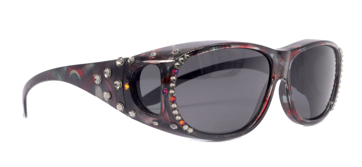 Explorer, (Bling) (Fit Over) Glasses W (Volcano, Black Diamond) Genuine European Crystals, Polarized Sunglasses (Smoke Grey) NY Fifth Avenue From NY Fifth Avenue