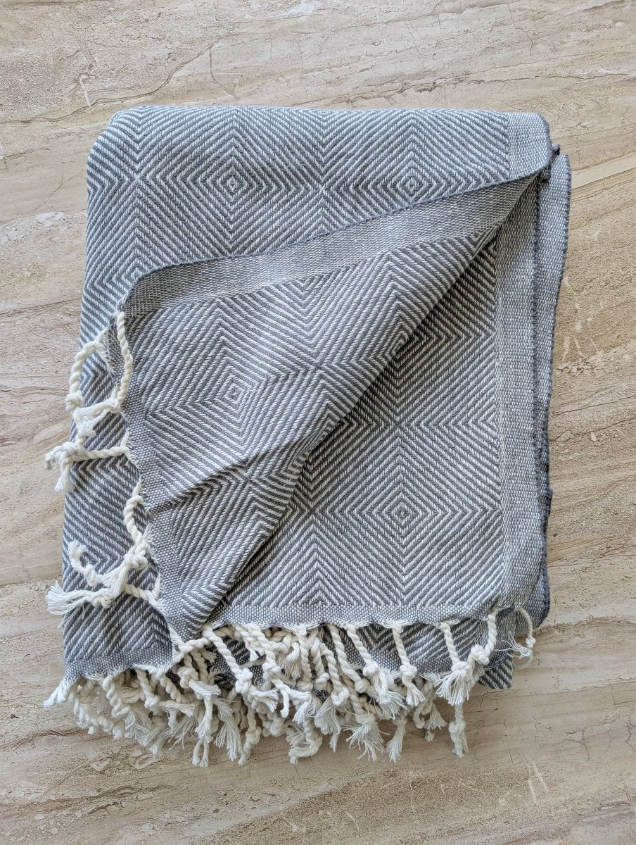 Explorer Towel | Oversized Turkish Cotton Towel with Geometric Design from The Bali Market