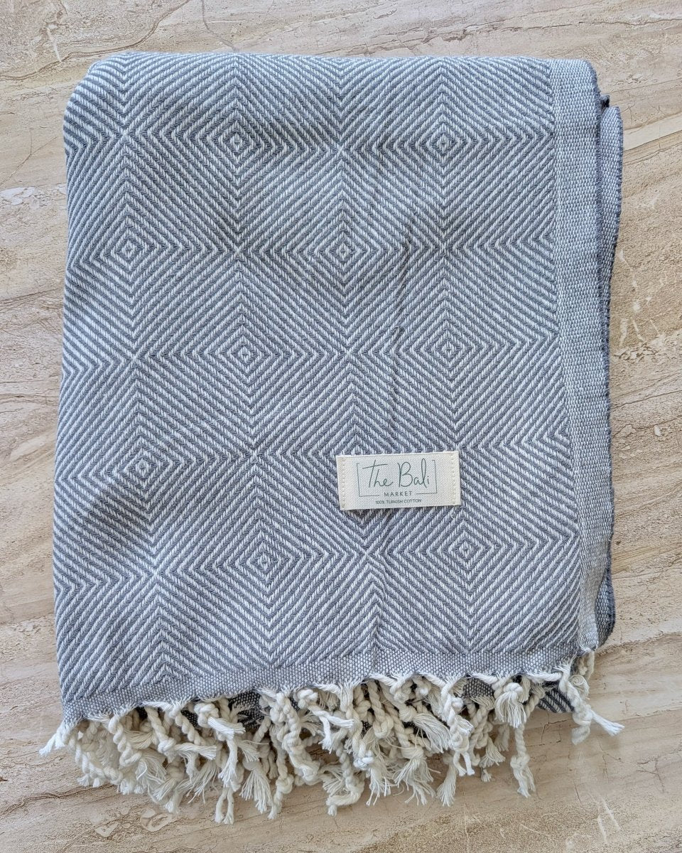 Explorer Towel | Oversized Turkish Cotton Towel with Geometric Design from The Bali Market