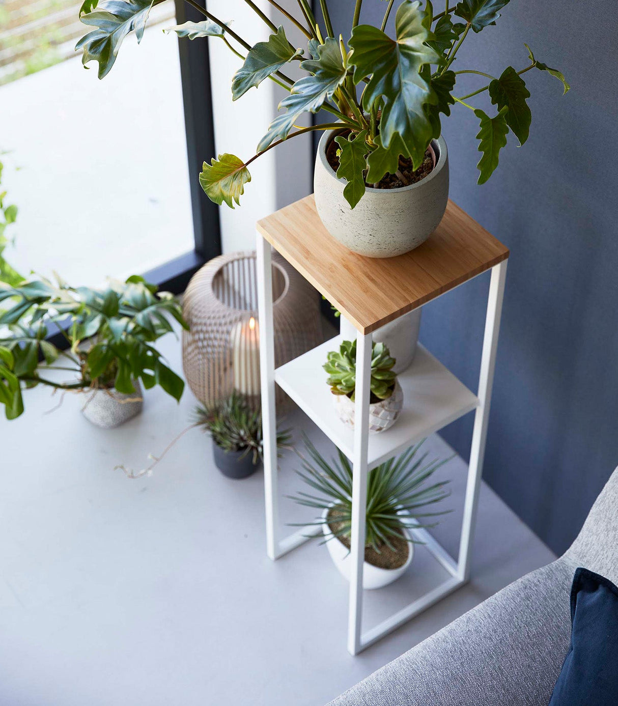 Two-Tier Display & Storage Shelf (31.5" H)  - Steel + Wood from Yamazaki Home