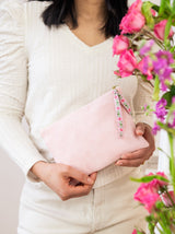Pink Fleur Vegan Suede Clutch Purse from Ash & Rose