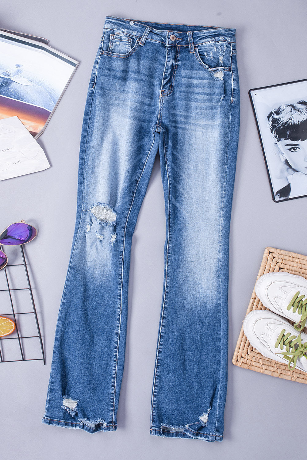 Angelina Distressed Flare Jeans From Threaded Pear