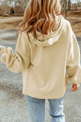 Apricot Flap Pocket Drawstring Hood Zip Up Jacket from MsDressly