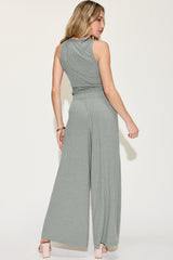 Basic Bae Full Size Ribbed Tank and Wide Leg Pants Set from Enfance-Heureuse