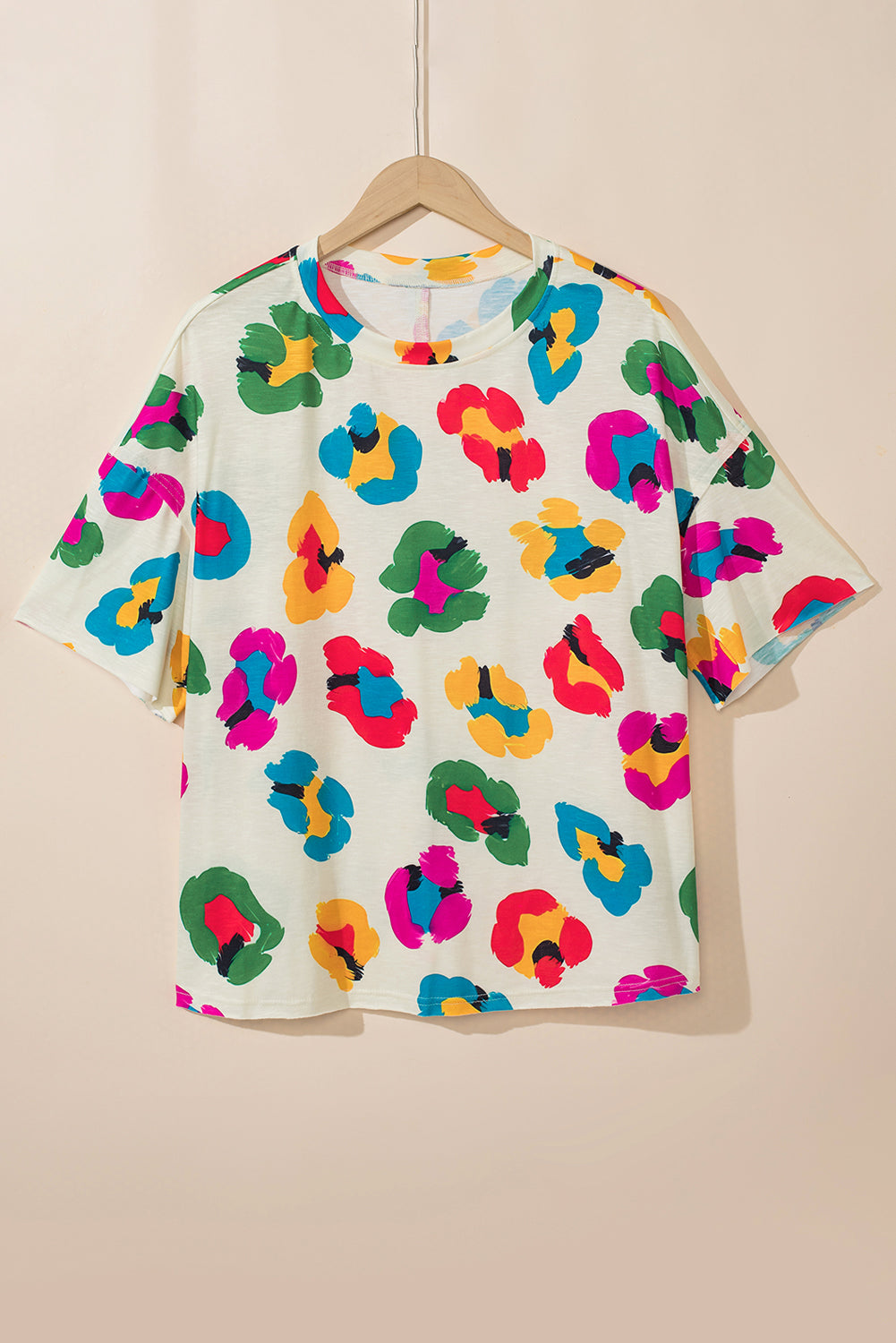 Apricot Leopard Drop Shoulder Oversize Tee from MsDressly