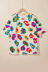Apricot Leopard Drop Shoulder Oversize Tee from MsDressly