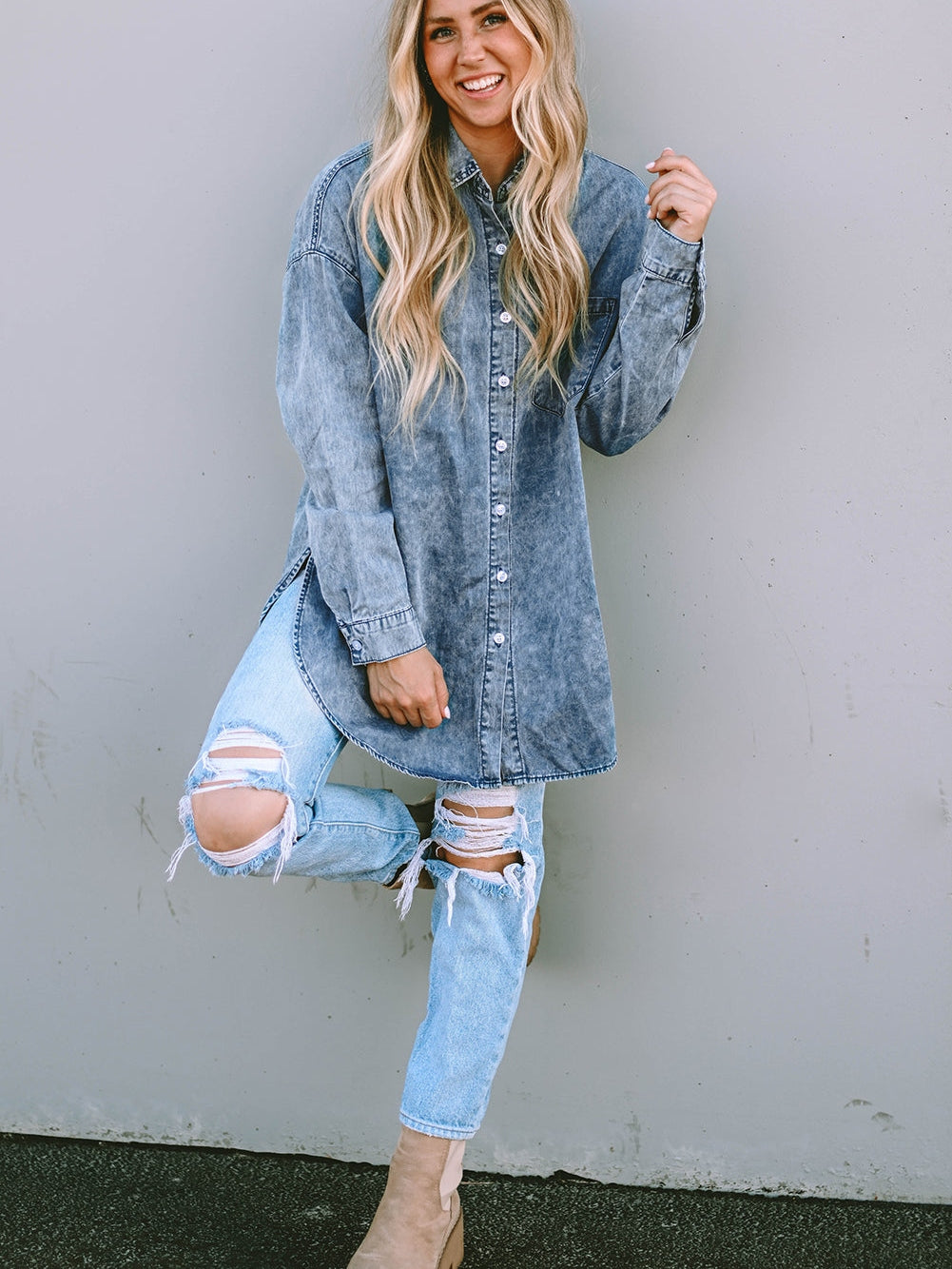Acid Wash Denim Jacket from MsDressly
