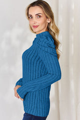 Basic Bae Full Size Ribbed Mock Neck Puff Sleeve T-Shirt from Enfance-Heureuse