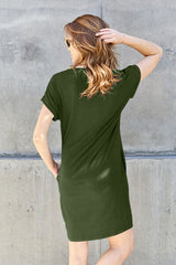 Basic Bae Full Size Round Neck Short Sleeve Dress with Pockets from Enfance-Heureuse