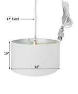 Light Swag Plug-In Pendant 18"w White Linen Shade, 17' White Cord From LampsUSA