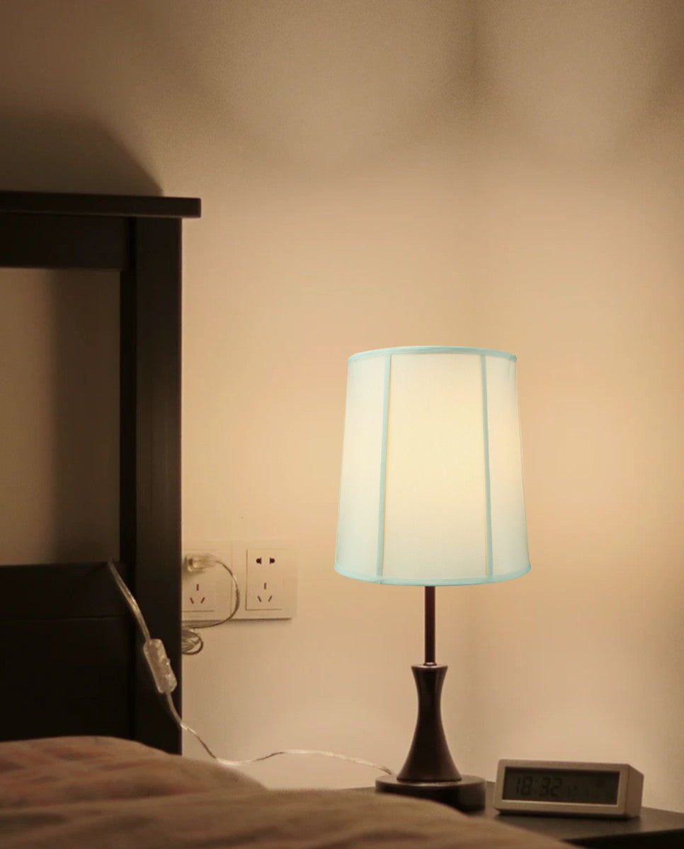 Drum 14"W x 15"H Lampshade with Piping Eggshell From LampsUSA