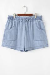 Kimberly Plus Size Drawstring High Waist Denim Shorts from Threaded Pear