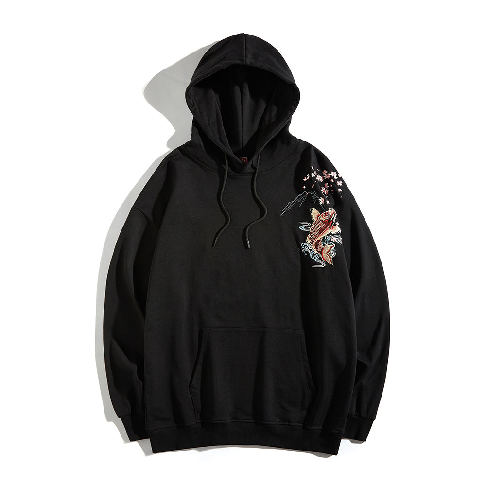 Dancing Fish Embroidery Hoodie from Niepce Inc
