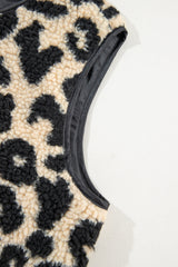 Black Leopard Print Sherpa Vest Coat From MsDressly