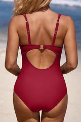 Scalloped V Neck Cut Out Monokini Swimwear from My Pampered Life Seattle